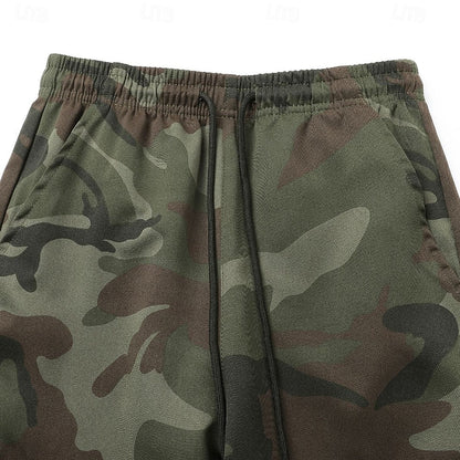 Men's Multi-Pocket Cargo Sweatpants | Casual Drawstring Joggers with Camo Print