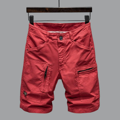 Men's loose-fitting solid color multi-pocket cargo shorts