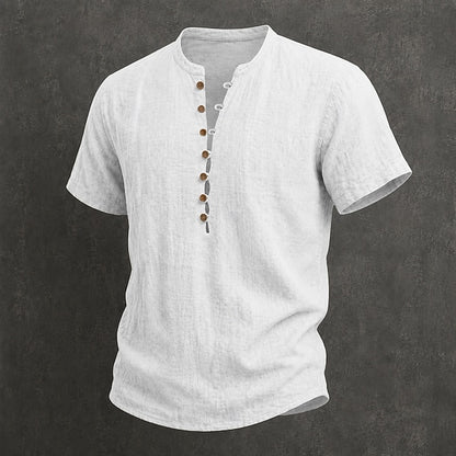 Men's Linen Popover Summer Shirt | Breathable Casual Short Sleeve