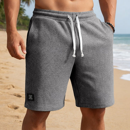 Men's Waffle Textured Shorts - Breathable & Stretchy for Beach or Daily Wear