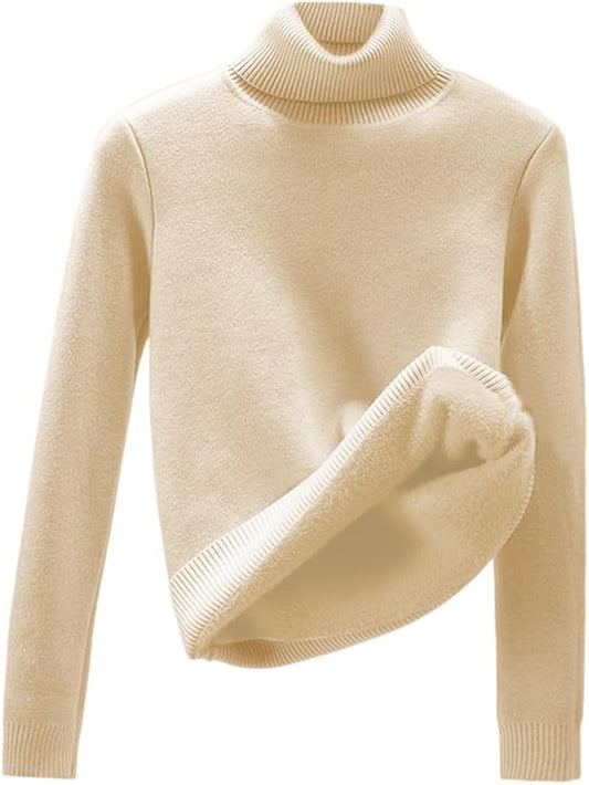 Women's Turtleneck Pullover · Winter Warm Lined Knitted Jumper