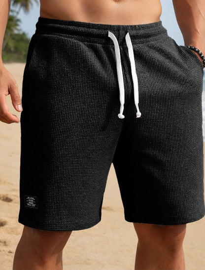 Men's Waffle Textured Shorts - Breathable & Stretchy for Beach or Daily Wear