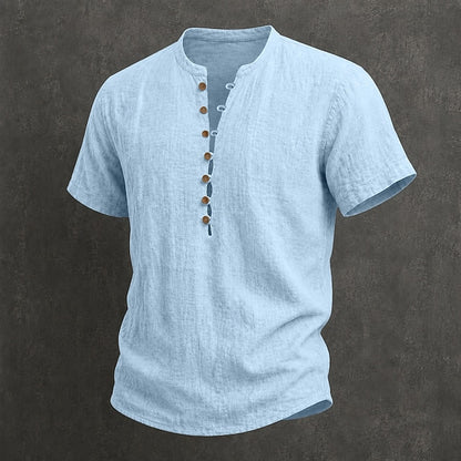 Men's Linen Popover Summer Shirt | Breathable Casual Short Sleeve