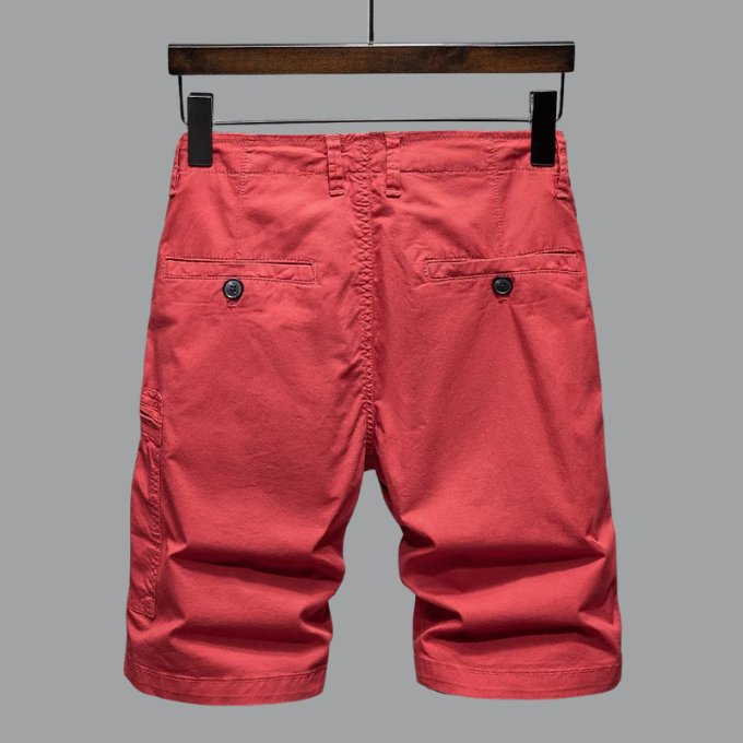 Men's loose-fitting solid color multi-pocket cargo shorts