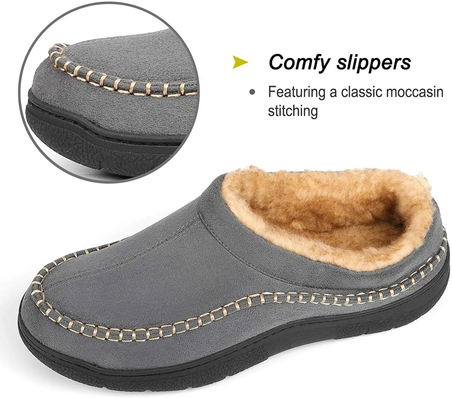 🔥🚀 Hot Sale! Limited Stock! 🌟👟💥Men's Daily Non-Slip Warm Plush Wide Toe Slip-On Loafers Slippers