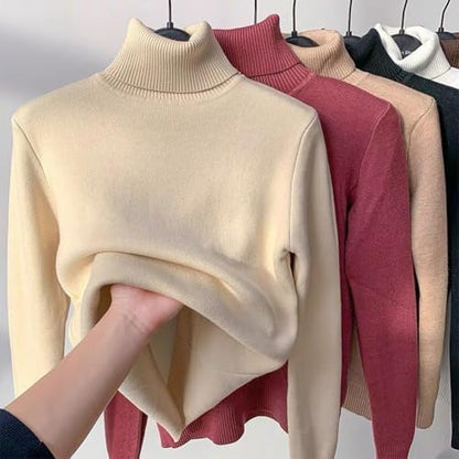 Women's Turtleneck Pullover · Winter Warm Lined Knitted Jumper