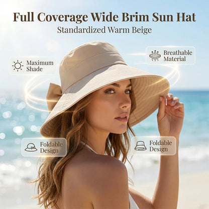 Bowknot Wide BrimSun Protective Hat