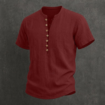 Men's Linen Popover Summer Shirt | Breathable Casual Short Sleeve