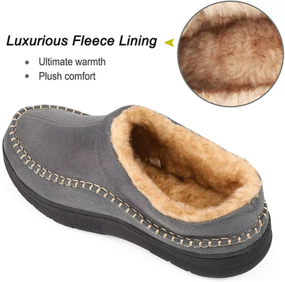 🔥🚀 Hot Sale! Limited Stock! 🌟👟💥Men's Daily Non-Slip Warm Plush Wide Toe Slip-On Loafers Slippers