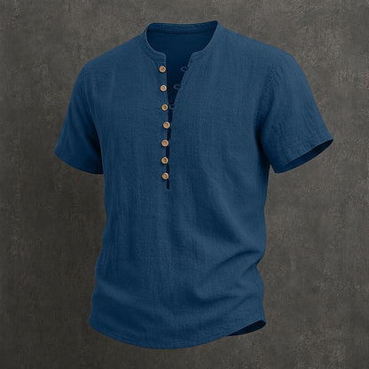 Men's Linen Popover Summer Shirt | Breathable Casual Short Sleeve