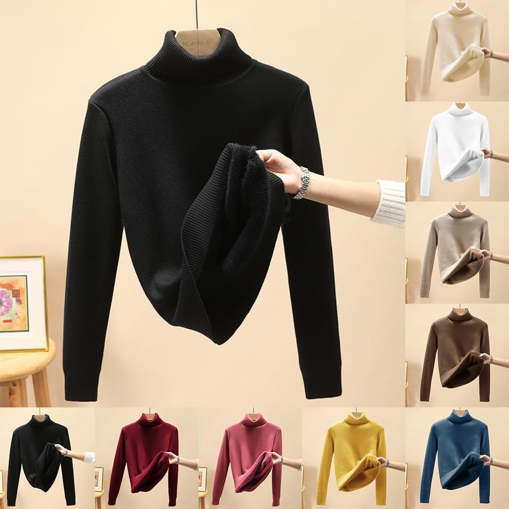Women's Turtleneck Pullover · Winter Warm Lined Knitted Jumper