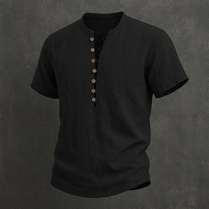 Men's Linen Popover Summer Shirt | Breathable Casual Short Sleeve