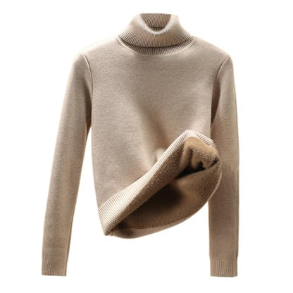 Women's Turtleneck Pullover · Winter Warm Lined Knitted Jumper