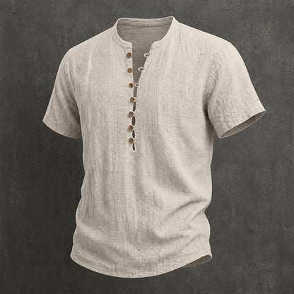 Men's Linen Popover Summer Shirt | Breathable Casual Short Sleeve