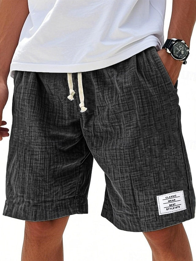 Men's Casual Knee-Length Shorts – Elastic Waist, Solid Color, Daily & Beach！