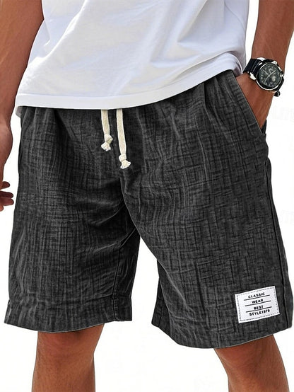 Men's Casual Knee-Length Shorts – Elastic Waist, Solid Color, Daily & Beach！