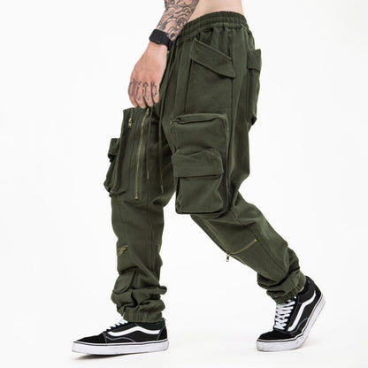 New Trendy Brand  High Street Multi-pocket Functional Tooling Casual Pants