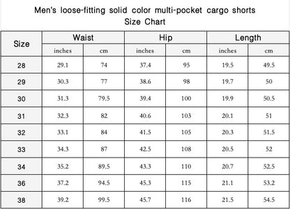 Men's loose-fitting solid color multi-pocket cargo shorts