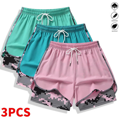 3-pack Women’s Casual Athletic Shorts With Built-in Liner