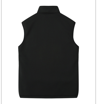 Unisex Fleece-Lined Winter Vest, Full-Zip Stand Collar Gilet with Zip Pockets