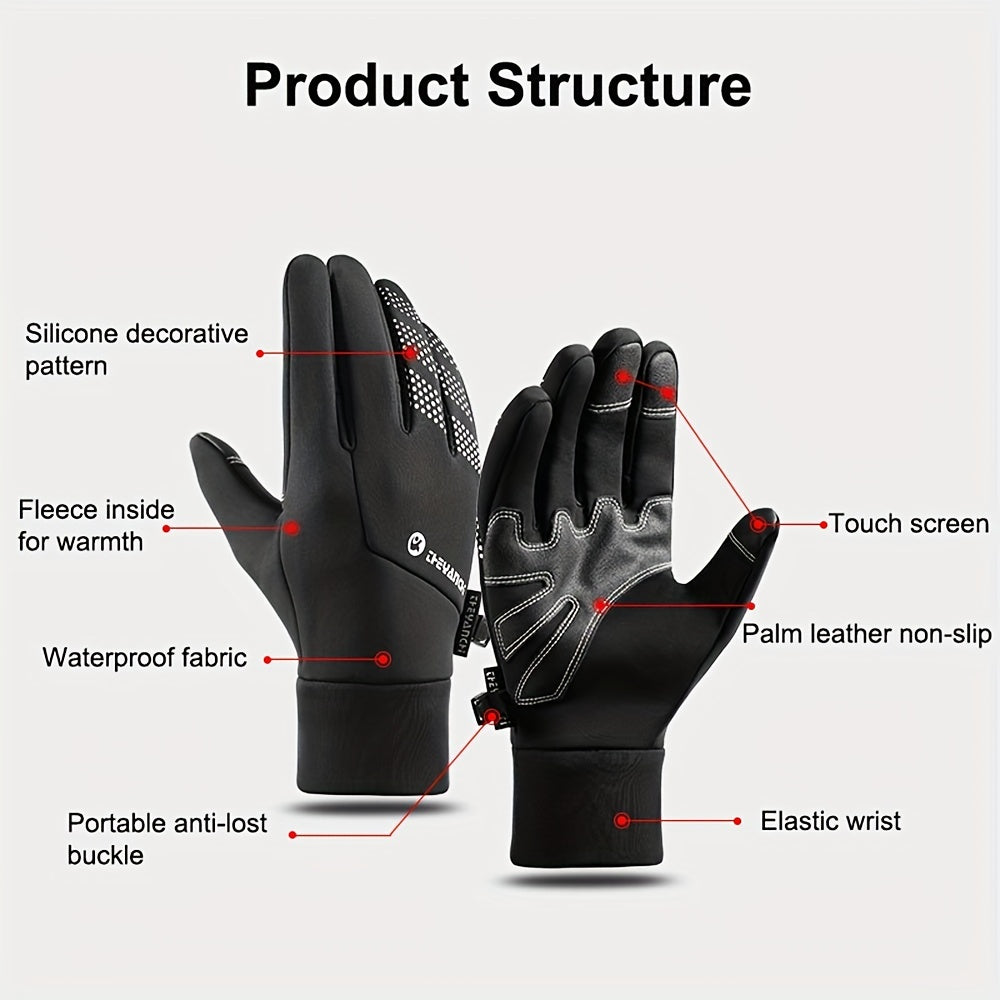 Waterproof Warm Touch Screen Gloves For Running Cycling Driving Skiing