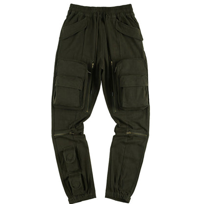 New Trendy Brand  High Street Multi-pocket Functional Tooling Casual Pants