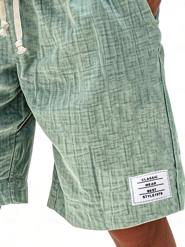 Men's Casual Knee-Length Shorts – Elastic Waist, Solid Color, Daily & Beach！