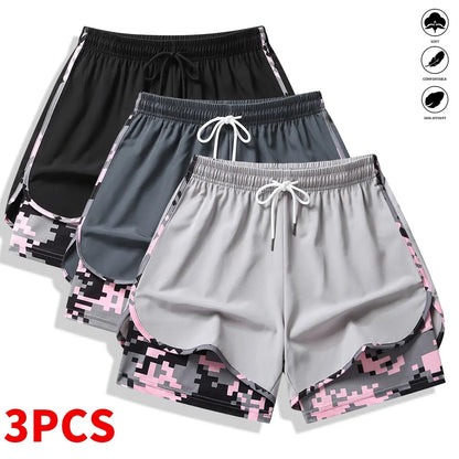 3-pack Women’s Casual Athletic Shorts With Built-in Liner