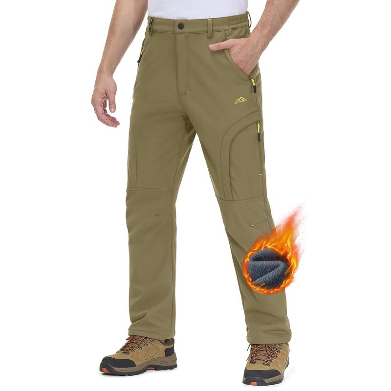 Men's Winter Pants 5 Zip Pockets Snow Ski Pants Fleece Lined Water Resistant Hiking Pants