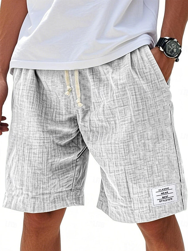 Men's Casual Knee-Length Shorts – Elastic Waist, Solid Color, Daily & Beach！