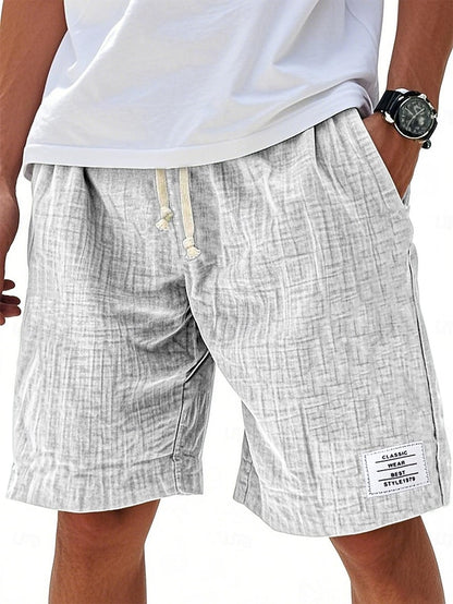 Men's Casual Knee-Length Shorts – Elastic Waist, Solid Color, Daily & Beach！