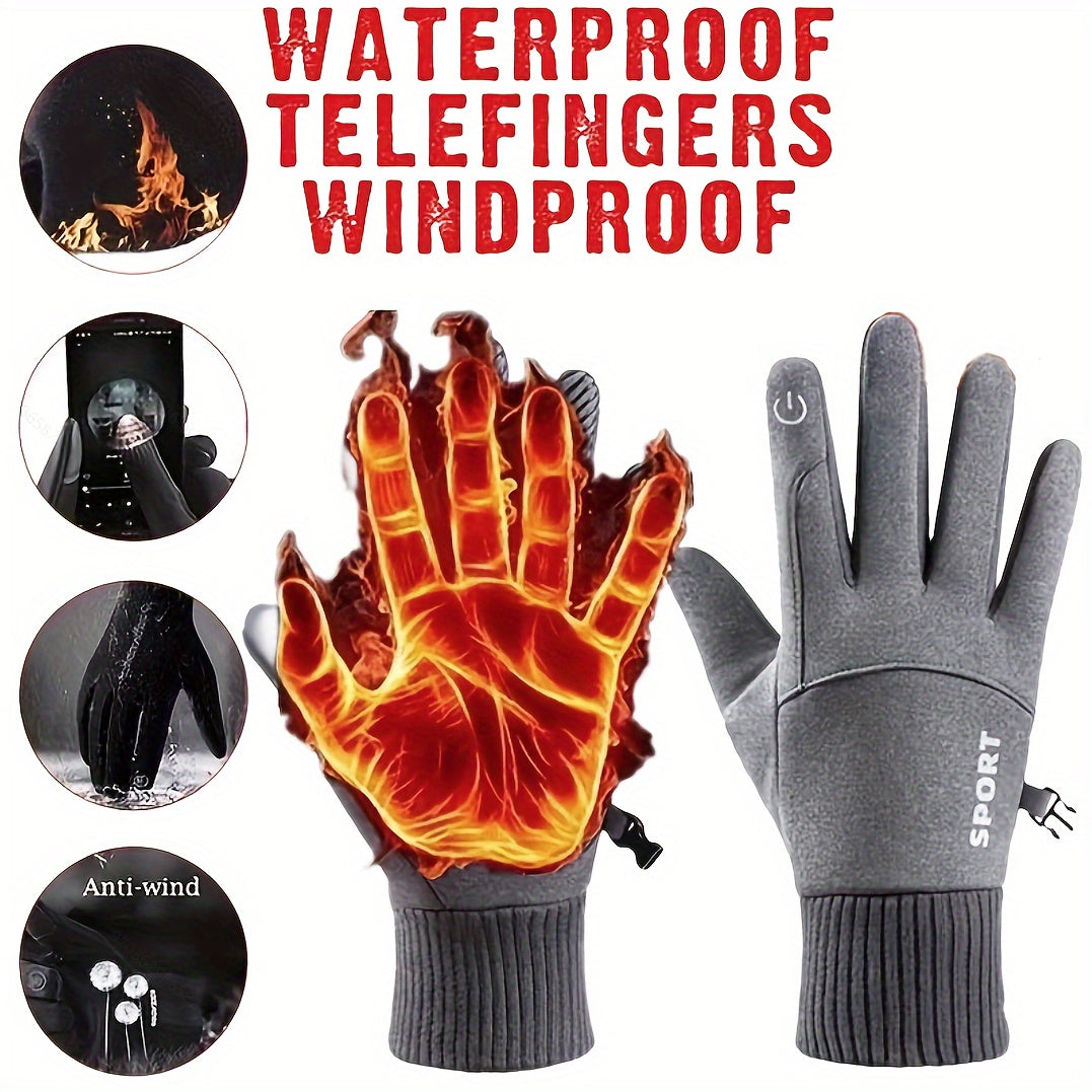 Outdoor Touch Screen Waterproof  Anti Slip Warm Full Fingers Gloves