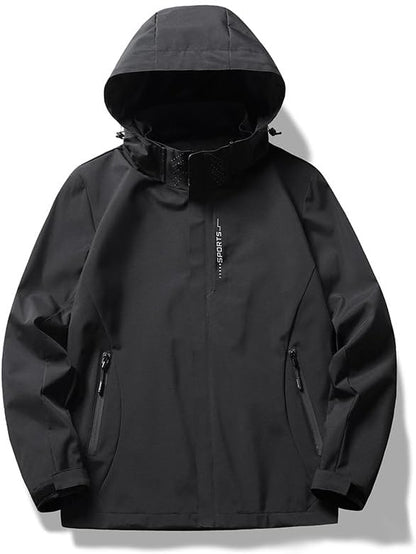 Men’s Waterproof Lightweight Rain Jacket with Removable Hood