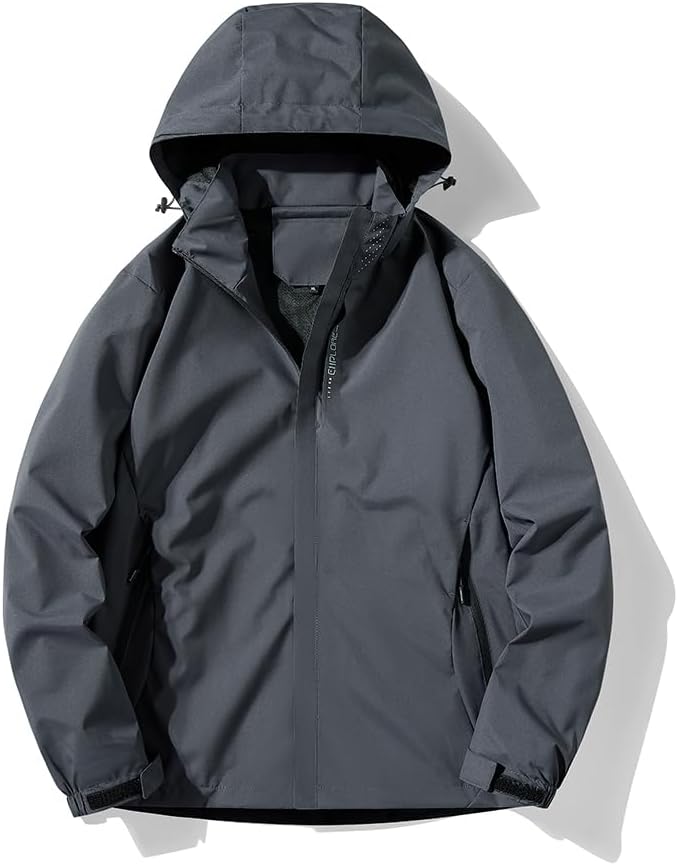 Men’s Waterproof Lightweight Rain Jacket with Removable Hood