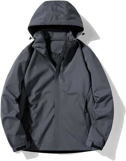 Men’s Waterproof Lightweight Rain Jacket with Removable Hood
