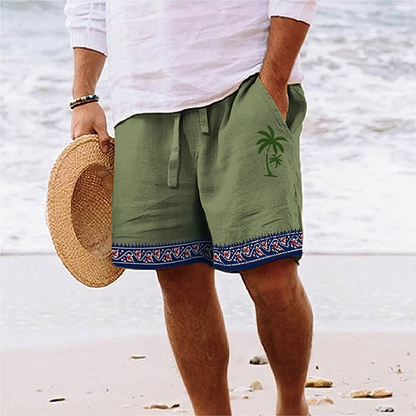 Summer Shorts with Palm Embroidery
