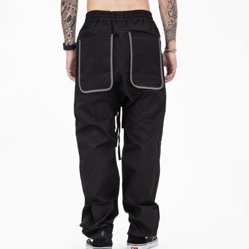 Multi-Pocket Functional Workwear Loose Casual Drawstring Men's Trousers