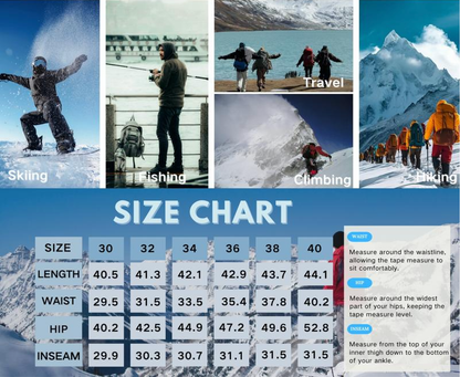 Men's Winter Pants 5 Zip Pockets Snow Ski Pants Fleece Lined Water Resistant Hiking Pants