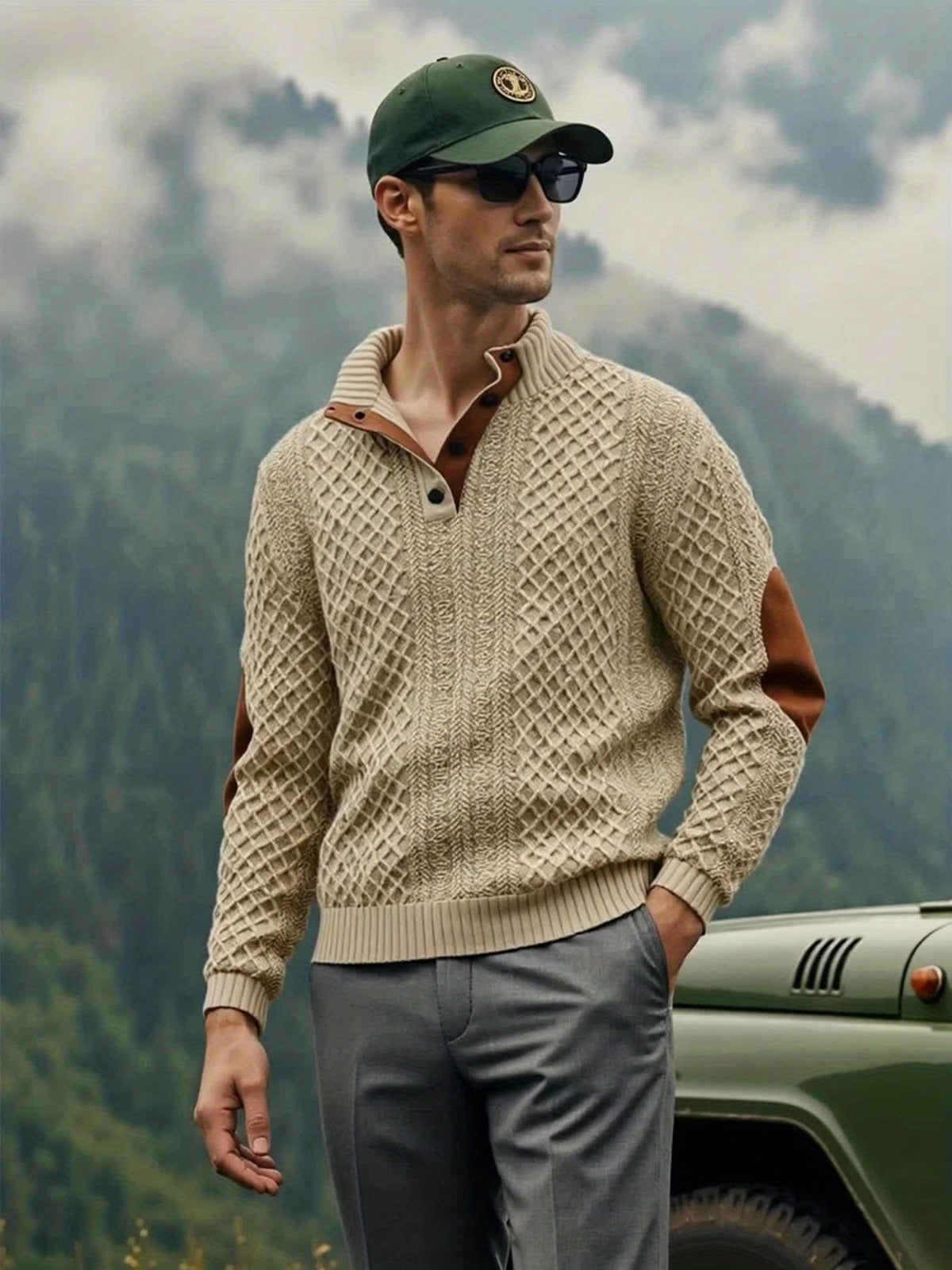 Men’s Stand Collar Casual Shirt – Modern Outdoor Style