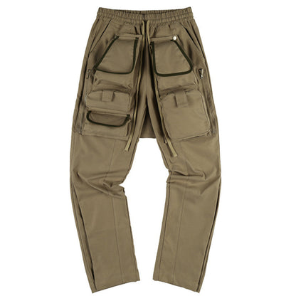 Multi-Pocket Functional Workwear Loose Casual Drawstring Men's Trousers