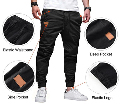 Men‘s Casual Joggers Pants - Cotton Drawstring Chino Cargo Pants Hiking Outdoor Twill Track Jogging Sweatpants Pants