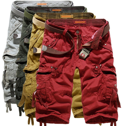 Men's Multi Pocket Plain Cargo Shorts