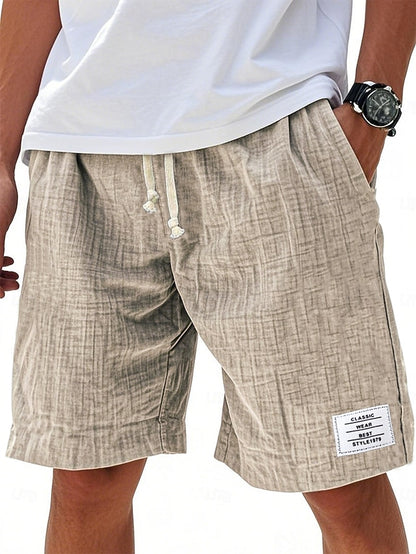 Men's Casual Knee-Length Shorts – Elastic Waist, Solid Color, Daily & Beach！