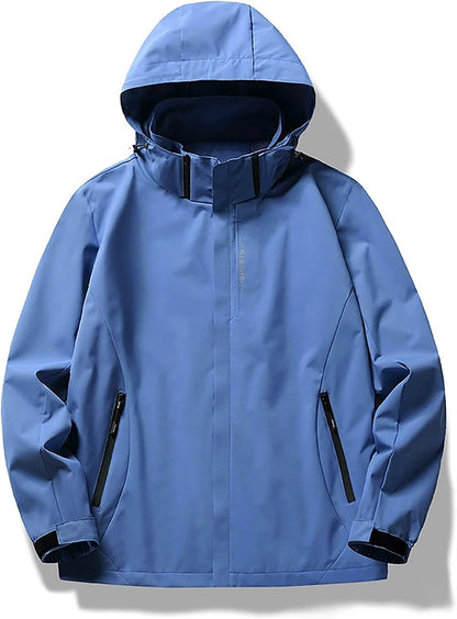 Men’s Waterproof Lightweight Rain Jacket with Removable Hood