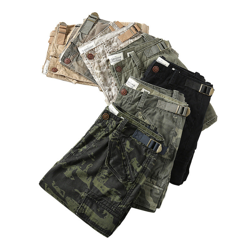 Casual Cotton Elastic Camouflage Men's Cargo Shorts