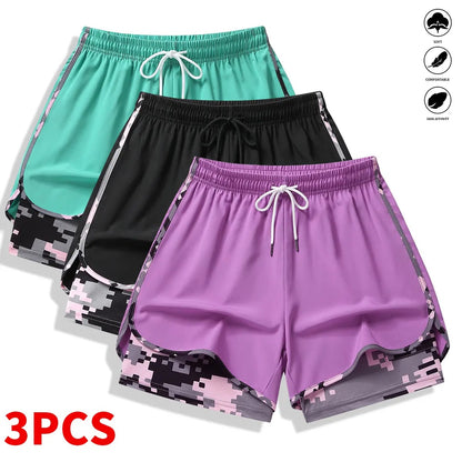 3-pack Women’s Casual Athletic Shorts With Built-in Liner
