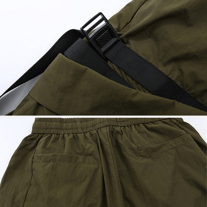 Men's Solid Color Multi-pocket Shorts