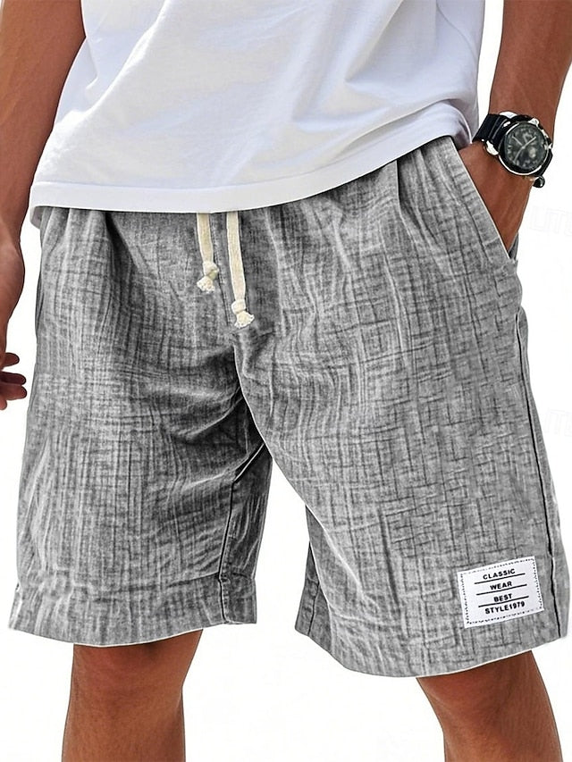 Men's Casual Knee-Length Shorts – Elastic Waist, Solid Color, Daily & Beach！