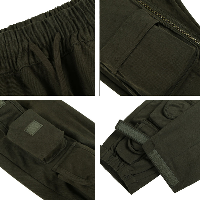 New Trendy Brand  High Street Multi-pocket Functional Tooling Casual Pants
