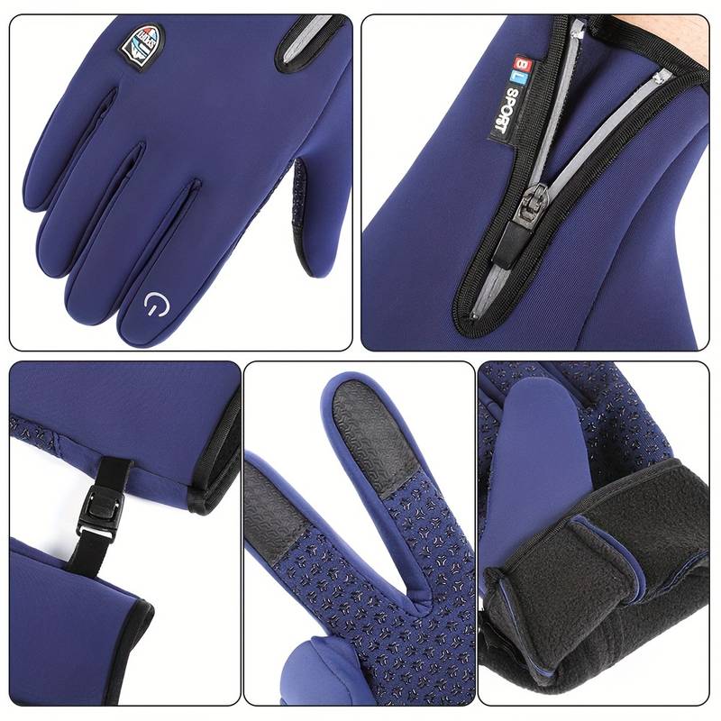 Outdoor Sports Gloves Short Plus Velvet Windproof Waterproof
